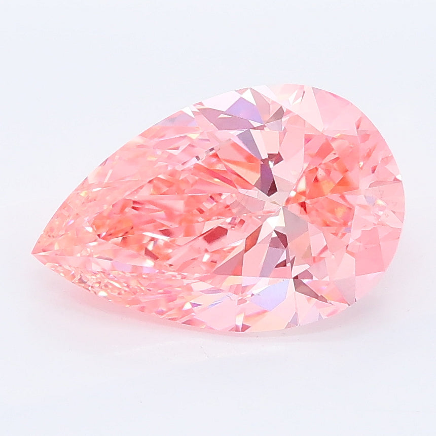 2.75 carat fancy vivid pink pear lab grown diamond VS1 clarity