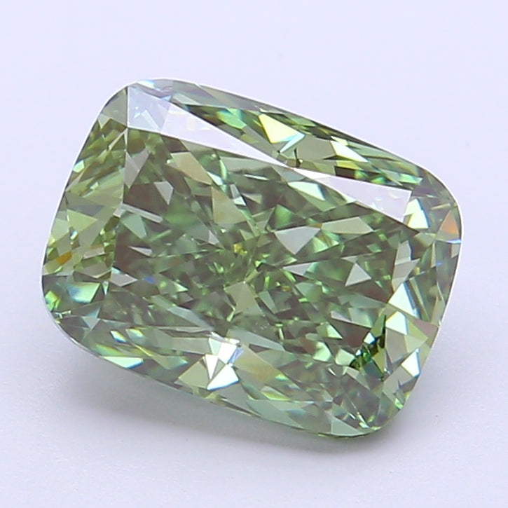 3.01 carat fancy vivid green cushion lab grown diamond VS1 clarity