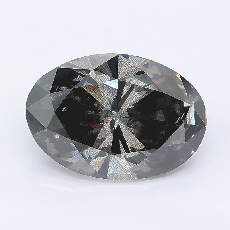 2.06 carat fancy light gray oval lab grown diamond I2 clarity