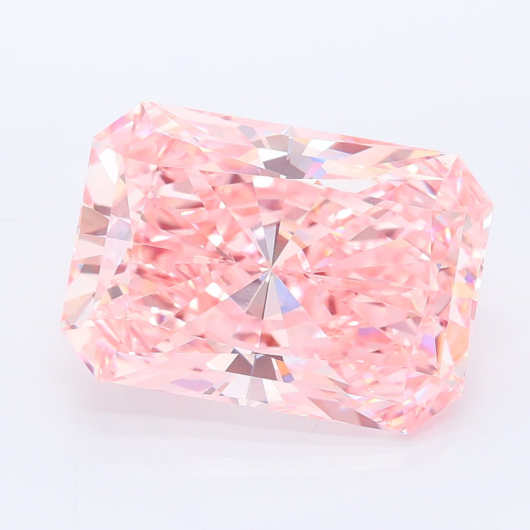 6.03 carat fancy vivid pink radiant lab grown diamond VS1 clarity