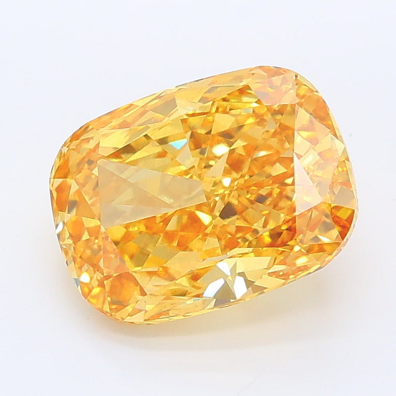 3.03 carat fancy vivid brownish yellow cushion lab grown diamond VS2 clarity