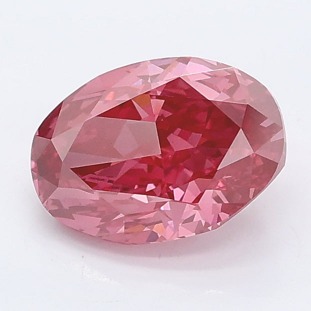 1.56 carat fancy vivid pink oval lab grown diamond VVS2 clarity