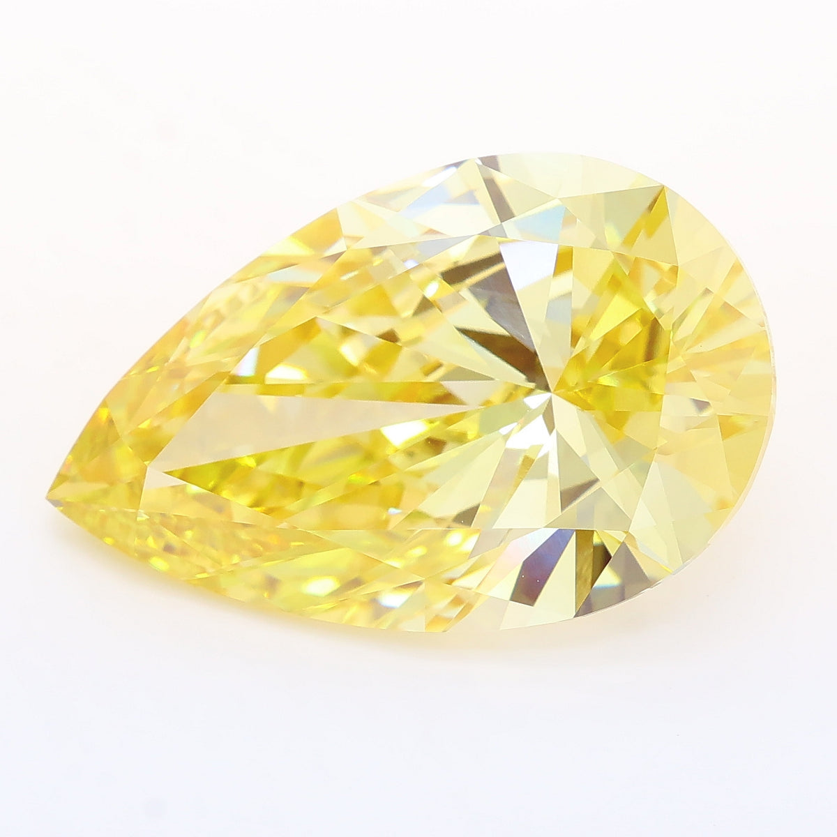 10.57 carat fancy yellow pear lab grown diamond VVS2 clarity