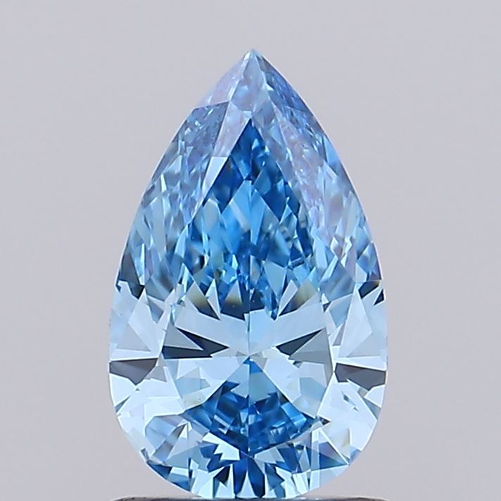 0.99 carat fancy vivid blue pear lab grown diamond VVS2 clarity