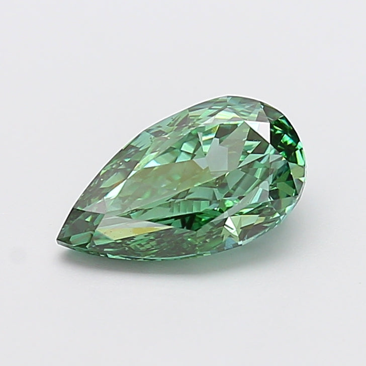 2.15 carat fancy vivid green pear lab grown diamond VVS2 clarity
