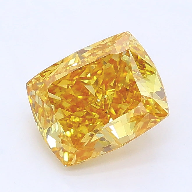 1.88 carat fancy vivid orangey yellow cushion lab grown diamond VS1 clarity