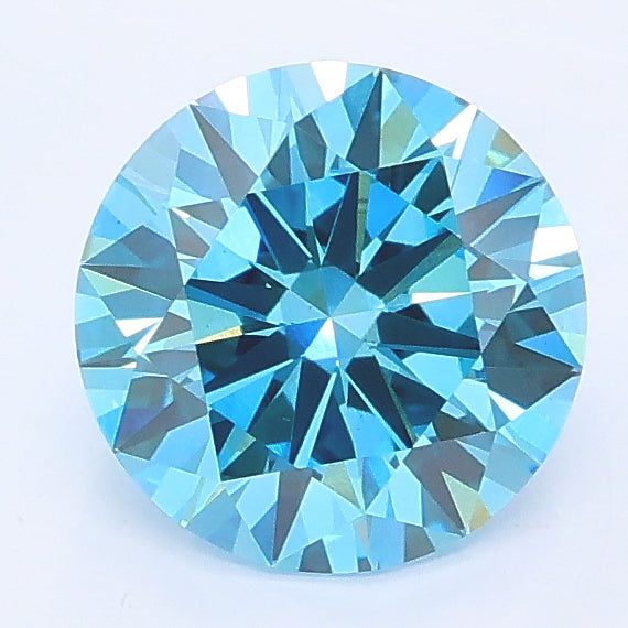 1.54 carat fancy vivid blue round lab grown diamond VS1 clarity