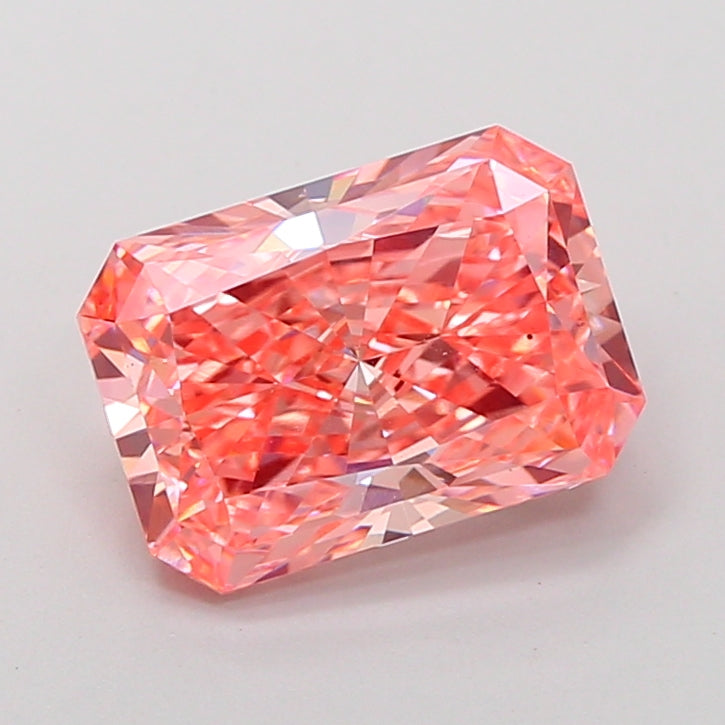 3.02 carat fancy vivid pink radiant lab grown diamond VS2 clarity