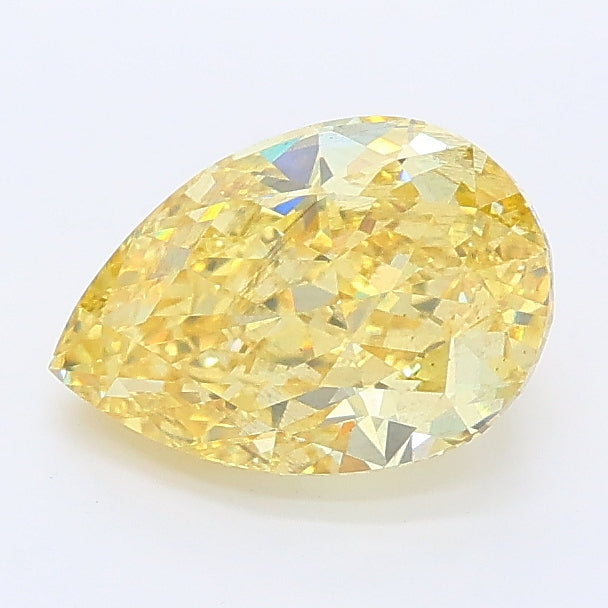 1.37 carat fancy yellow pear lab grown diamond SI1 clarity