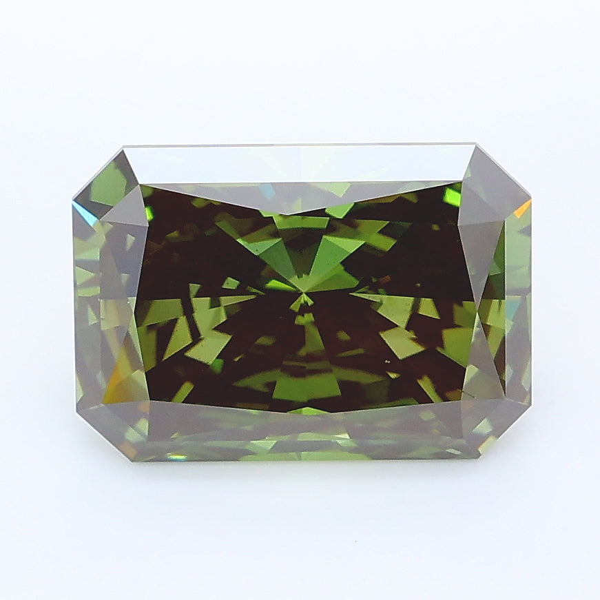 3.02 carat fancy deep green radiant lab grown diamond VS2 clarity