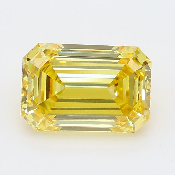 2.08 carat fancy intense yellow emerald lab grown diamond VS1 clarity