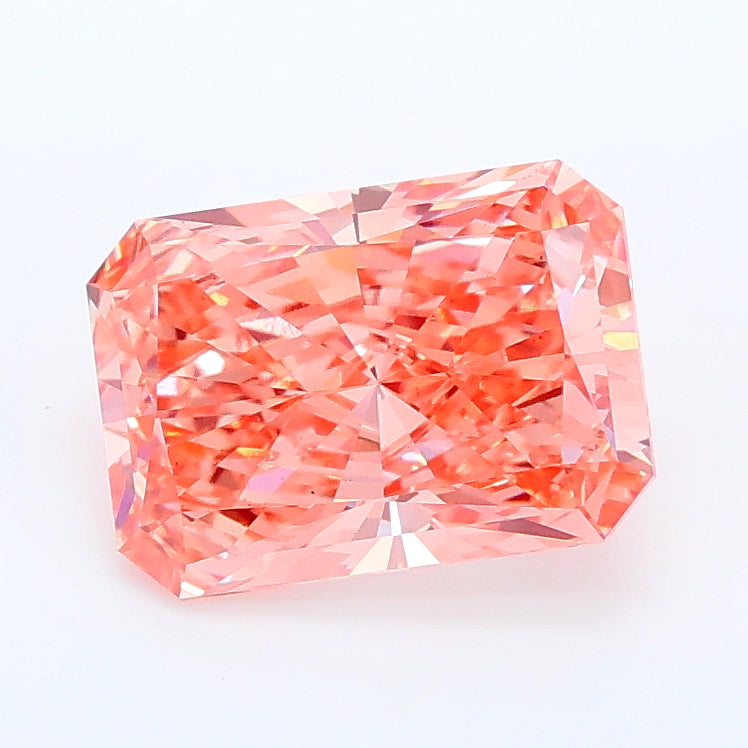1.67 carat fancy vivid orangey pink radiant lab grown diamond VS1 clarity