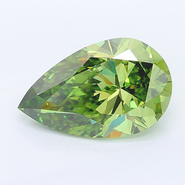 1.53 carat fancy vivid green pear lab grown diamond VVS2 clarity