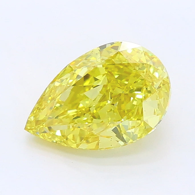 1.71 carat fancy vivid yellow pear lab grown diamond VS2 clarity