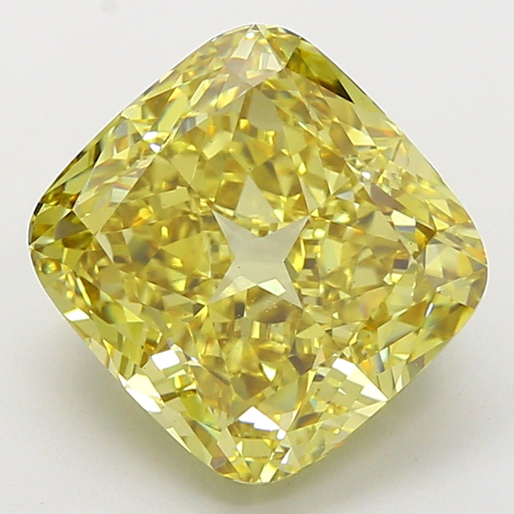 7.05 carat fancy intense yellow cushion lab grown diamond VS1 clarity
