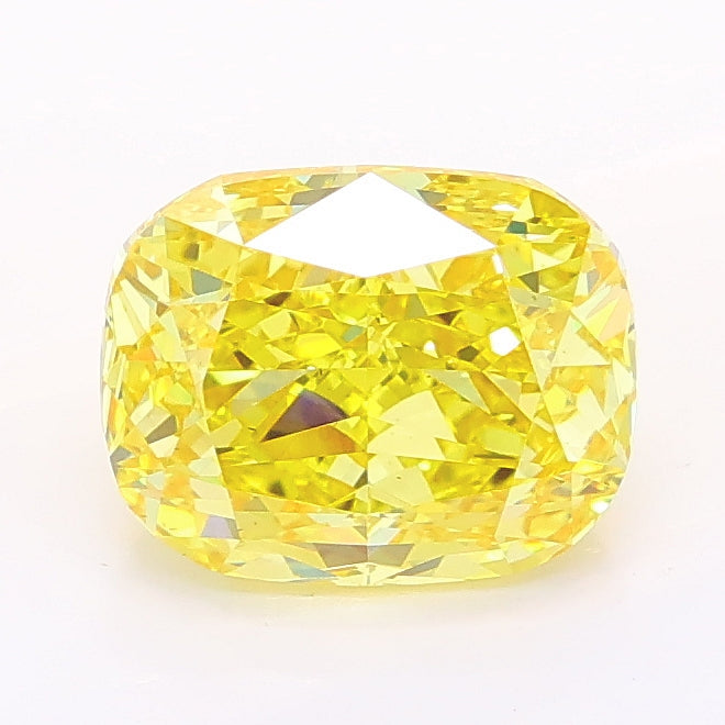 2.01 carat fancy vivid yellow cushion lab grown diamond VS2 clarity