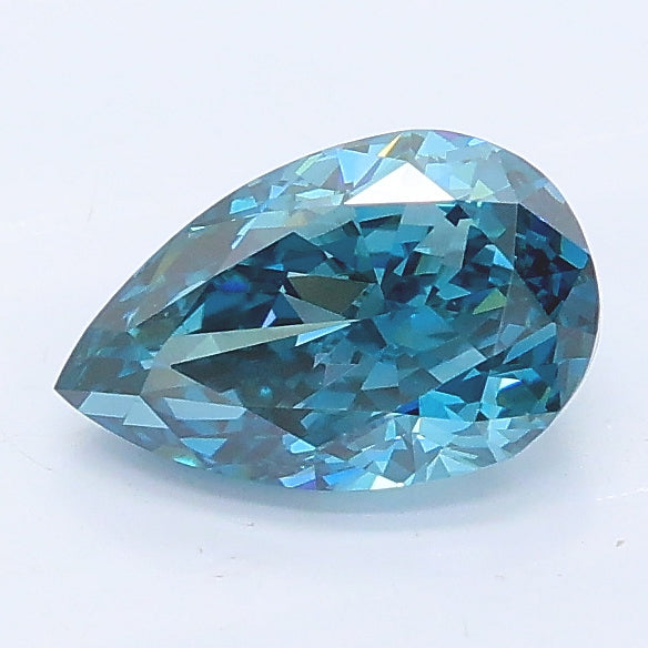 1.07 carat fancy vivid blue pear lab grown diamond VVS2 clarity