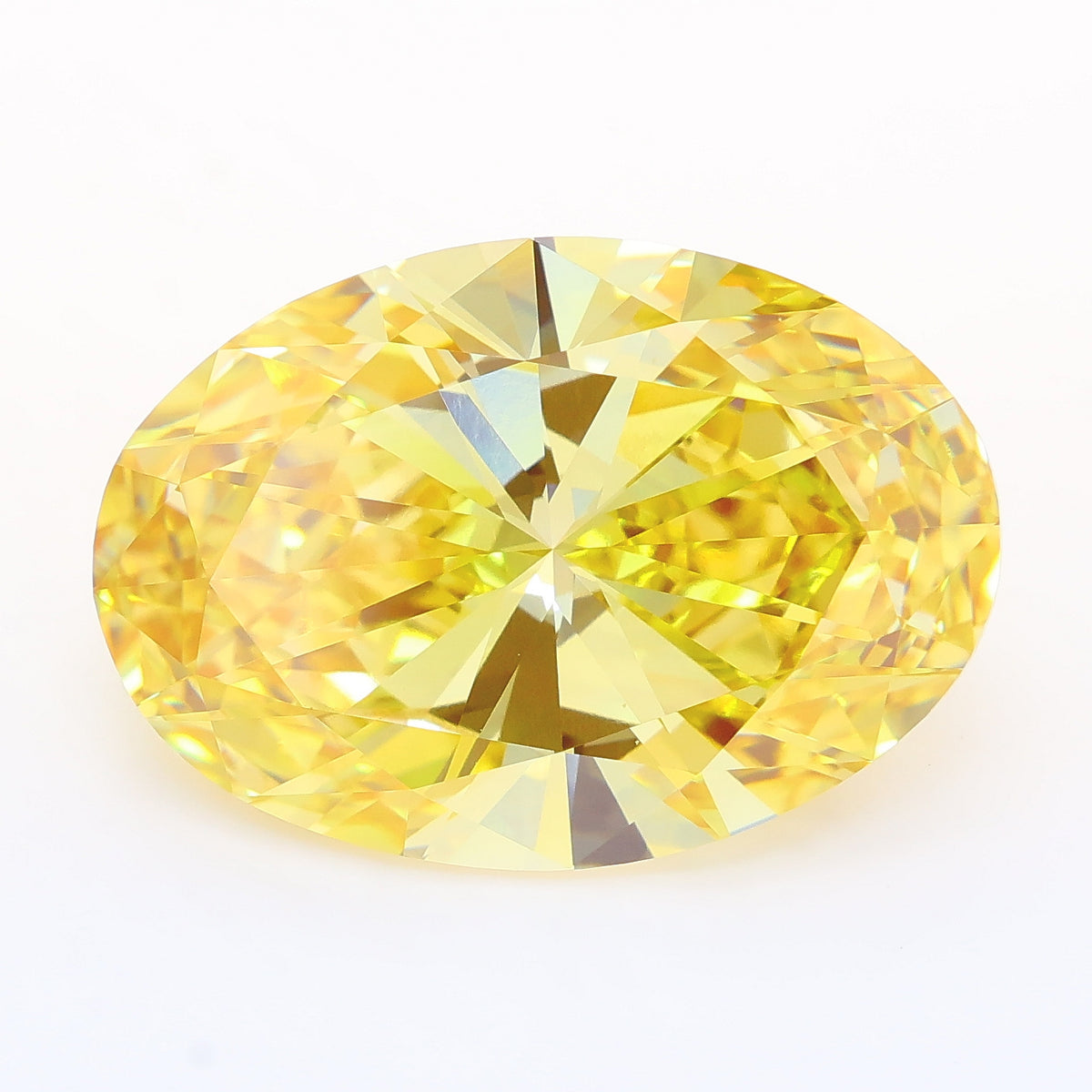 11.08 carat fancy intense yellow oval lab grown diamond VS1 clarity