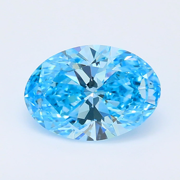 1.25 carat fancy vivid blue oval lab grown diamond VS2 clarity