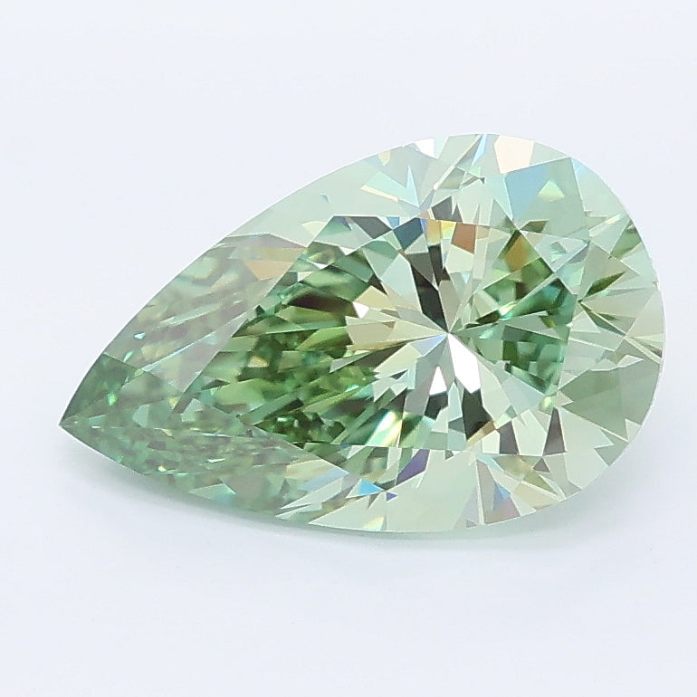2.05 carat fancy vivid green pear lab grown diamond VVS2 clarity