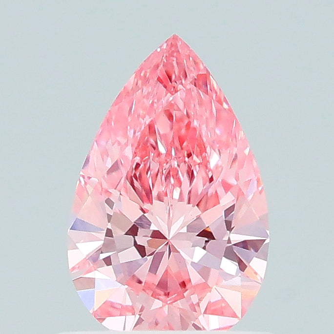0.63 carat fancy vivid pink pear lab grown diamond VS2 clarity