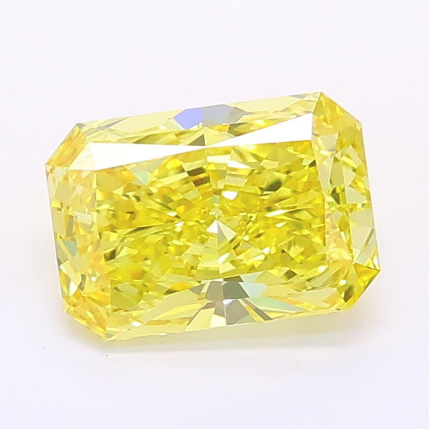1.09 carat fancy vivid yellow radiant lab grown diamond VVS2 clarity