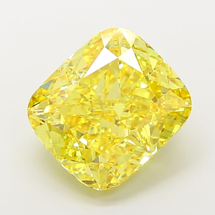 7.04 carat fancy vivid yellow cushion lab grown diamond VS2 clarity