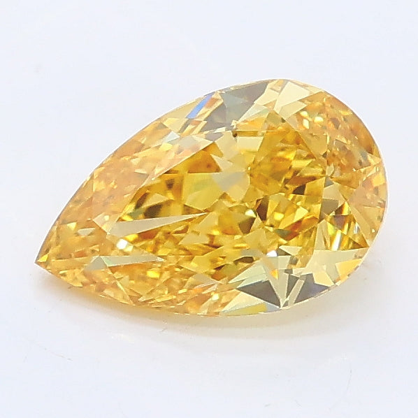 1.02 carat fancy intense yellow pear lab grown diamond VS2 clarity