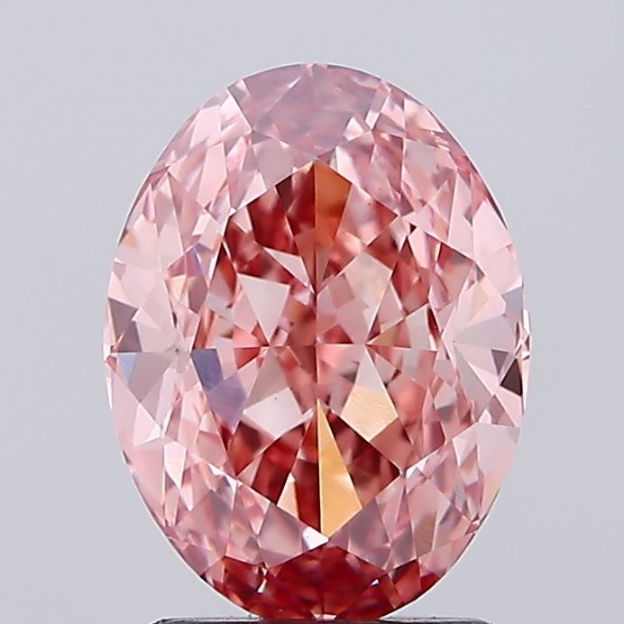 2.21 carat fancy intense brownish pink oval lab grown diamond VS2 clarity
