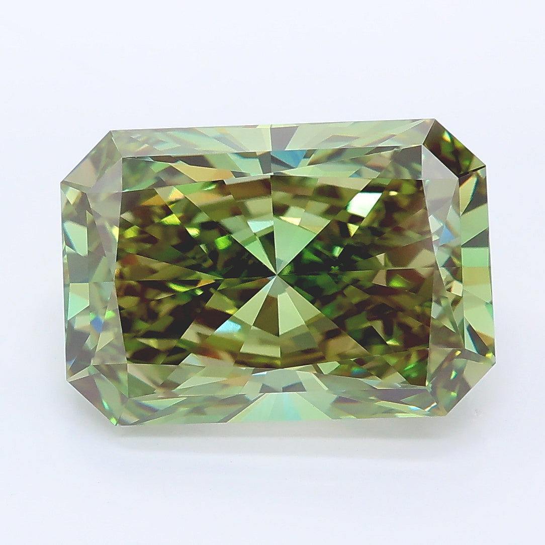 7.16 carat fancy vivid green radiant lab grown diamond VVS2 clarity