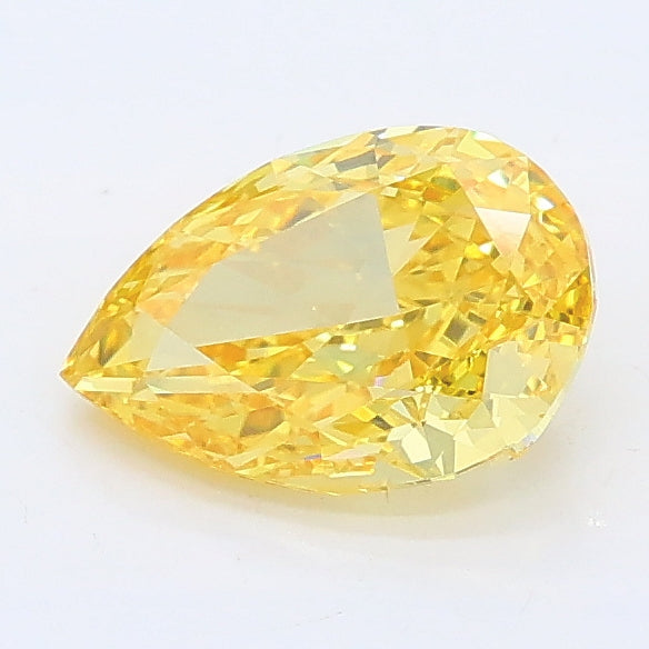 1.03 carat fancy vivid yellow pear lab grown diamond VVS2 clarity
