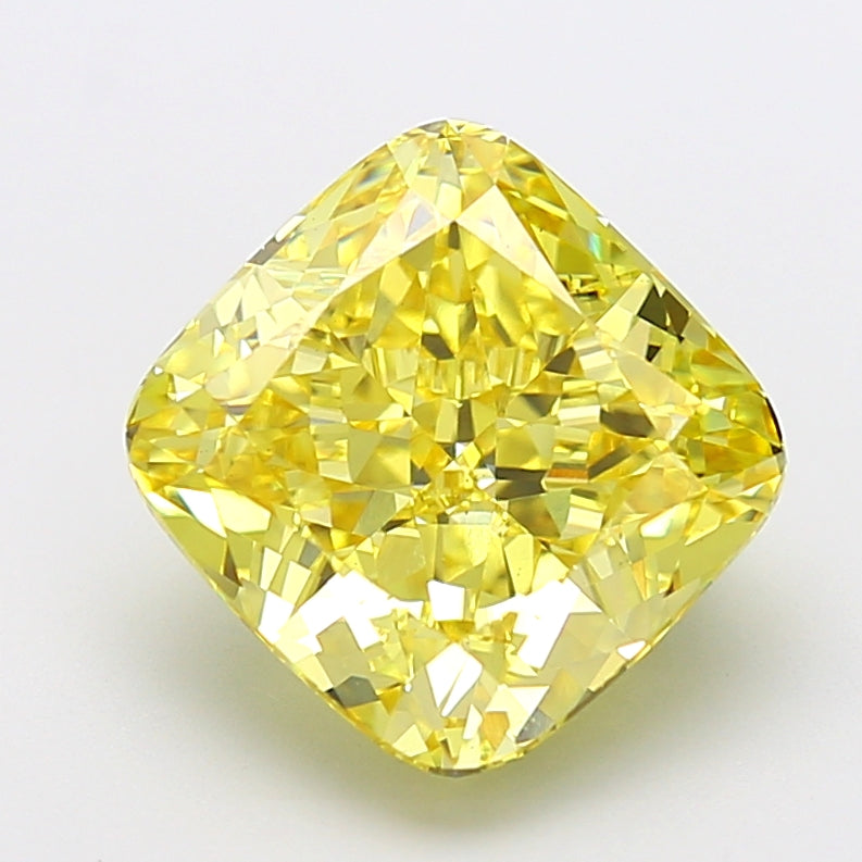 7.03 carat fancy intense yellow cushion lab grown diamond VS1 clarity