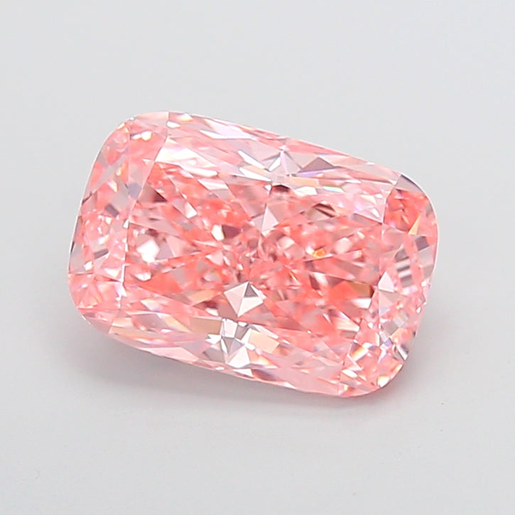 6.01 carat fancy vivid pink cushion lab grown diamond VVS2 clarity