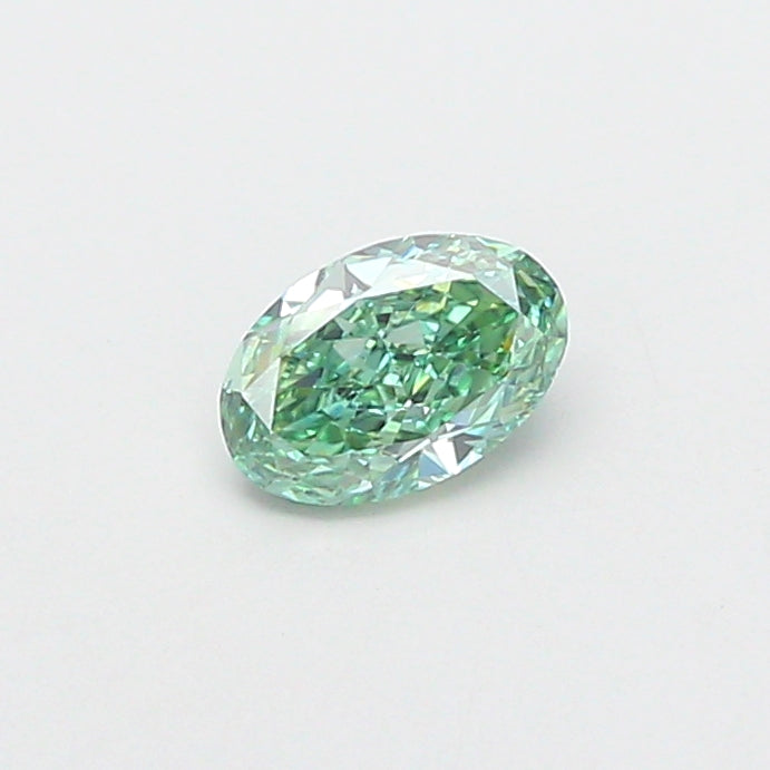 0.50 carat fancy vivid green oval lab grown diamond VVS2 clarity