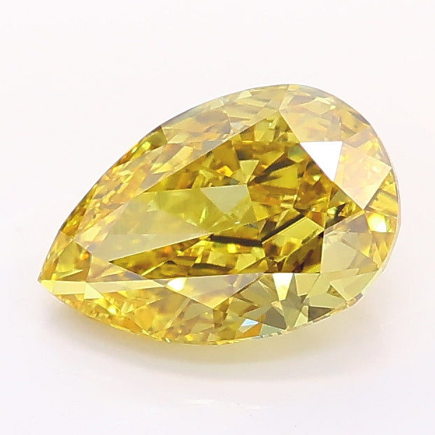 1.41 carat fancy intense yellow pear lab grown diamond VS2 clarity