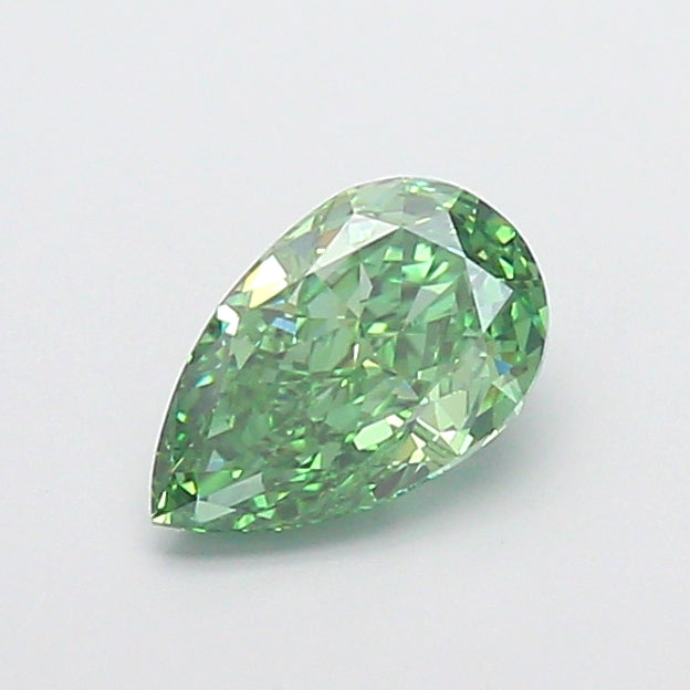 1.17 carat fancy vivid green pear lab grown diamond VVS2 clarity
