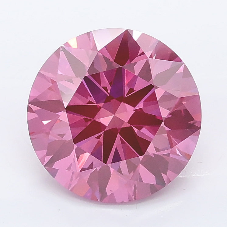 3.06 carat fancy vivid pink round lab grown diamond VS1 clarity