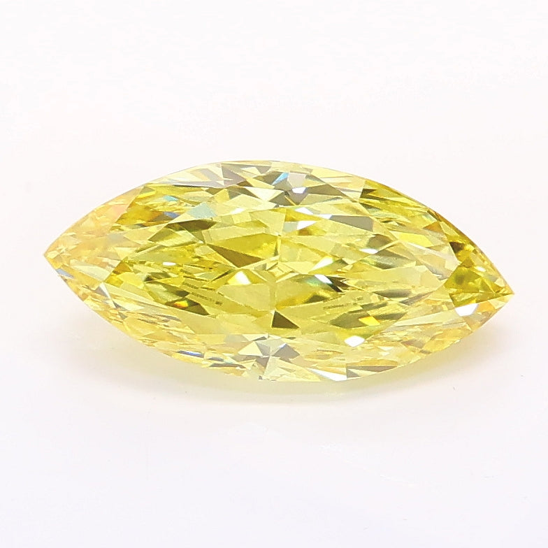 1.39 carat fancy intense yellow marquise lab grown diamond VS2 clarity