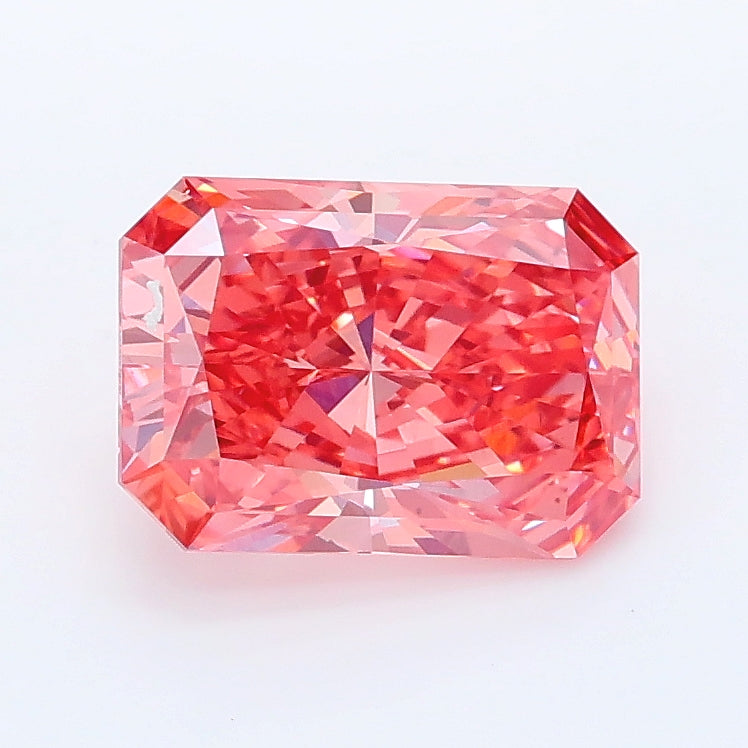 1.54 carat fancy vivid pink radiant lab grown diamond VS1 clarity