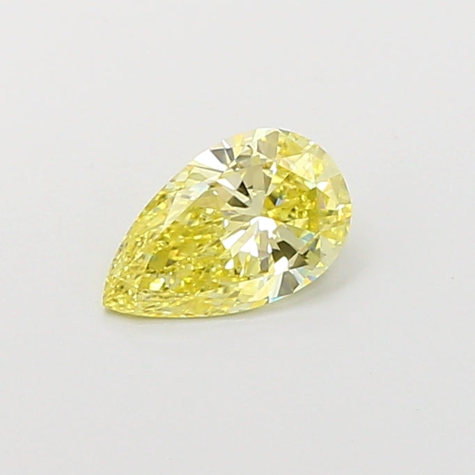 0.64 carat fancy intense yellow pear lab grown diamond VVS2 clarity