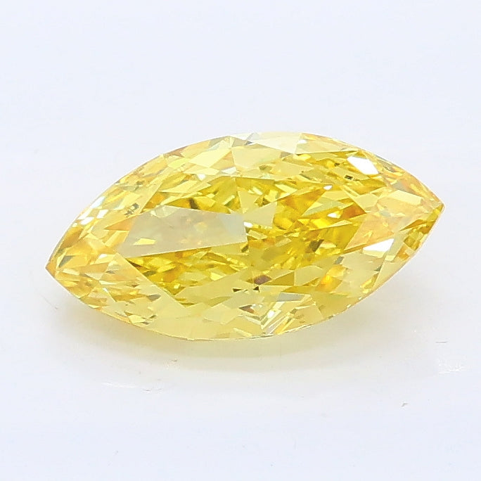 1.01 carat fancy vivid yellow marquise lab grown diamond VS1 clarity