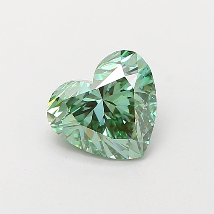 1.03 carat fancy vivid green heart lab grown diamond VVS2 clarity