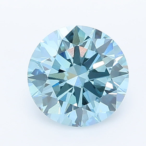 0.95 carat fancy vivid blue round lab grown diamond VS1 clarity
