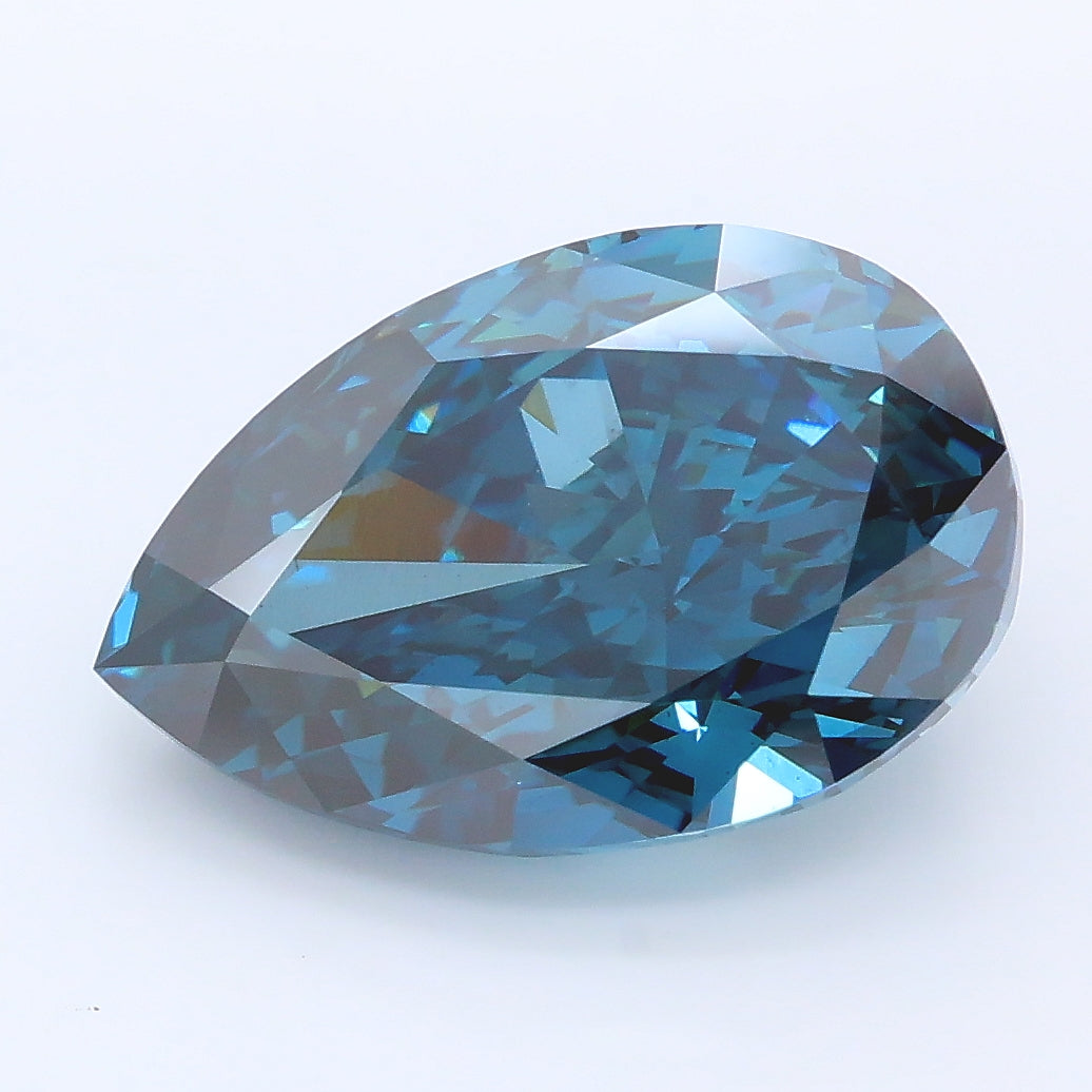 5.85 carat fancy deep blue pear lab grown diamond SI1 clarity