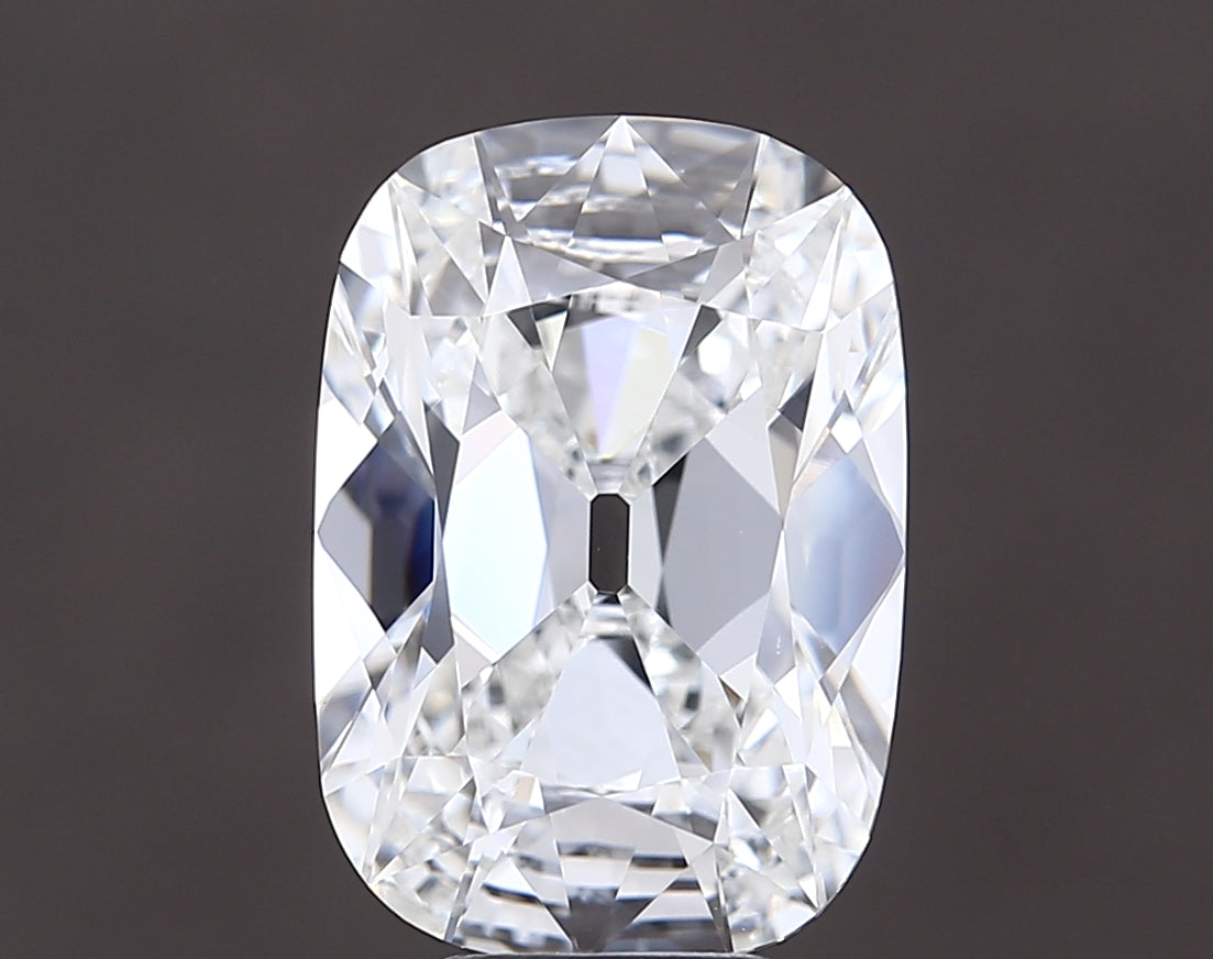 6.04 carat old mine cushion lab grown diamond F color VVS2 clarity