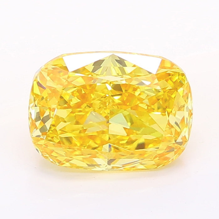 2.13 carat fancy vivid yellow cushion lab grown diamond VVS2 clarity