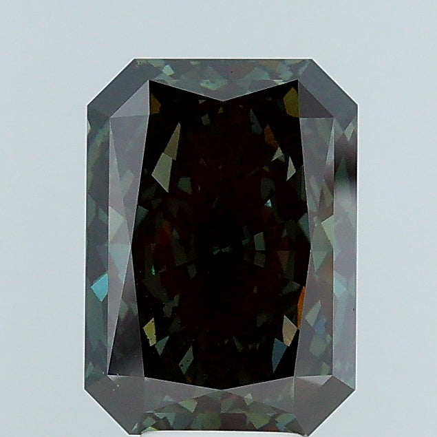 6.11 carat fancy deep green radiant lab grown diamond VS2 clarity
