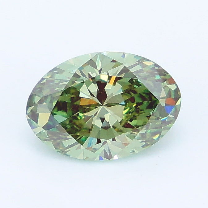 1.47 carat fancy vivid green oval lab grown diamond VVS2 clarity