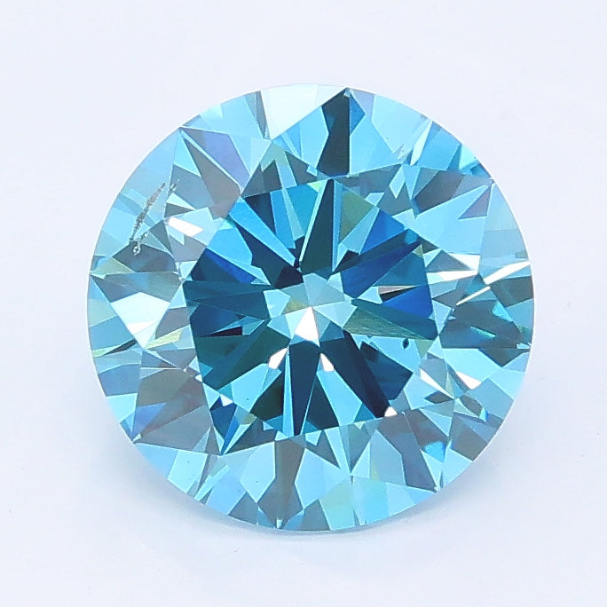 2.00 carat fancy vivid blue round lab grown diamond SI1 clarity