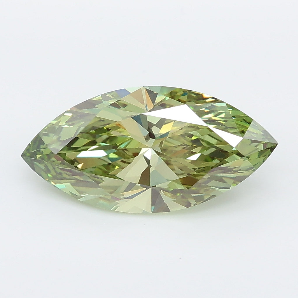 2.51 carat fancy vivid green marquise lab grown diamond VVS2 clarity